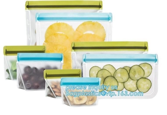 Food Grade Leakproof Fresh Large Zipper Freezer Reusable Silicone Food Preservation Storage Bags With bagplastic