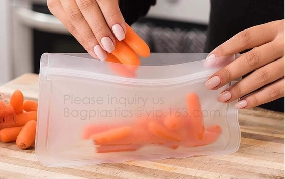 Leakproof Reusable Storage Bags Extra Thick FDA Grade PEVA Zip lockkk Bags,keep fresh air-tight vacuum sealer bags for food