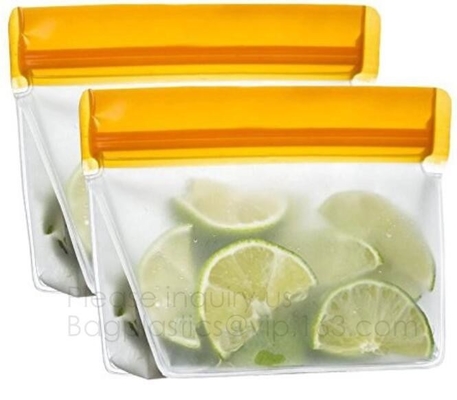 Leakproof Reusable Storage Bags Extra Thick FDA Grade PEVA Zip lockkk Bags,keep fresh air-tight vacuum sealer bags for food