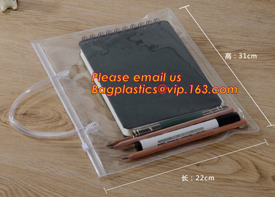 Simple clear Plastic PVC A4 file bag with zipper, pvc Zip lockkk file bag, Custom PP A4 File Bag Document Bag Plastic Zippe