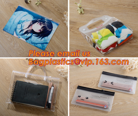 Simple clear Plastic PVC A4 file bag with zipper, pvc Zip lockkk file bag, Custom PP A4 File Bag Document Bag Plastic Zippe