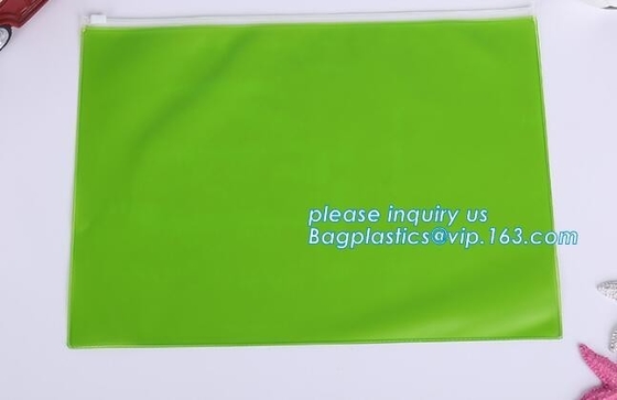 PVC A3 Document bags, file bags,stationery within mesh PVC clear plastic packaging waterproof zipper document bag/ durab