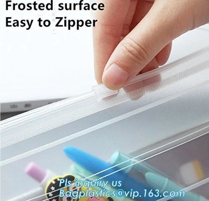 Frosted surface easy to seal zipper file bag, stationary holder pack,transparent frosted A4/A5 bag, protable slider seal