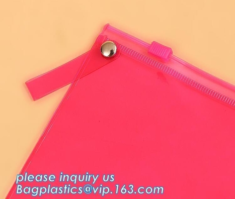 stationery waterproof plastic documents pouch PVC zipper lock file bag with pocket,document carrying zip file folder bag