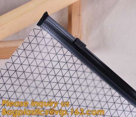 factory office use slider zip lock document bag vinyl plastic PVC bag,document bag with zipper cosmetics offices supplie