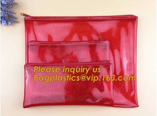 Promotional custom logo transparent pvc waterproof file pouch plastic document bag with zipper,Stationery Document File