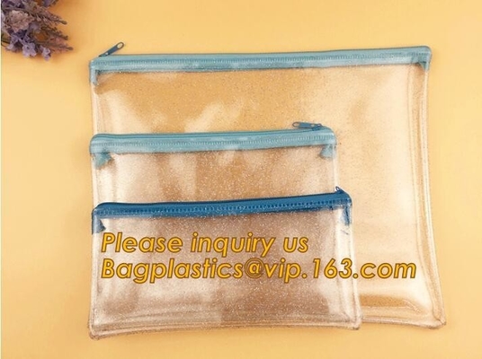 Promotional custom logo transparent pvc waterproof file pouch plastic document bag with zipper,Stationery Document File