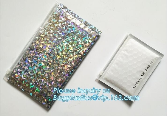 Poly Bubble Mailer with Zip on Top Glitter Make Up Bags,Metallic Glossier Pink Cosmetic Packing Zip lockkk Bubble Pouch Sli