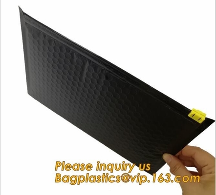 Slider padded grip seal Black matt bags, air bubble bag with slider zipper, anti static slider seal, metallic glossy hol