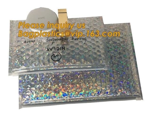 air mail metallic holographi rose gold bubble padded mailer / Zip lockkk bubble bag/ slider bubble bag,Holographic Factory