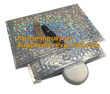 air mail metallic holographi rose gold bubble padded mailer / Zip lockkk bubble bag/ slider bubble bag,Holographic Factory