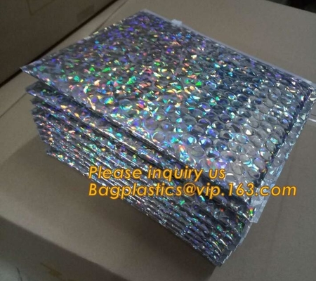 air mail metallic holographi rose gold bubble padded mailer / Zip lockkk bubble bag/ slider bubble bag,Holographic Factory