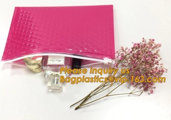 Holographic Factory Shiny gold Cosmetic bag Zipper Bubble Bag zip-lock Slider Padded Mailer metallic bubble zipper bagea