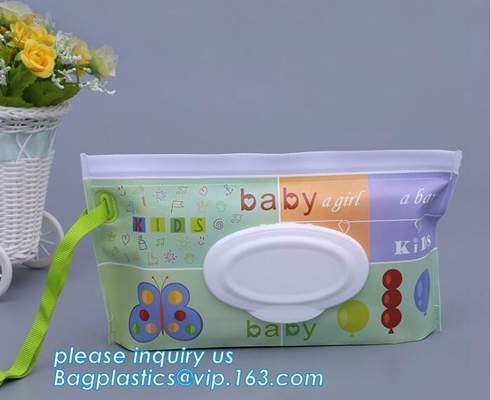 eco biodegradable Reusable CMYK UV Printed Zip Top Travel Plastic EVA Baby Tissue Wet Wipes Bag, EVA Wet Tissue Bags