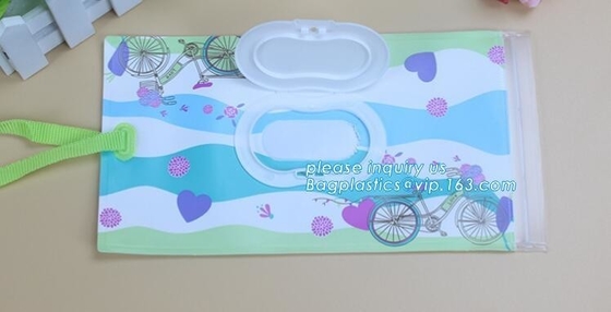 eco biodegradable Reusable CMYK UV Printed Zip Top Travel Plastic EVA Baby Tissue Wet Wipes Bag, EVA Wet Tissue Bags
