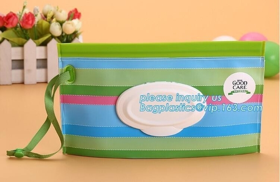 Reusable and portable wet wipe pouch bag, Recyclable Eva baby tissue gusset wet wipes pouch bag with plastic lip bag pac