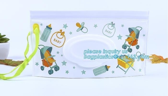 Travel wipes case reusable wet wipe bag travel wipes dispenser wipe, eco-friendly lovely baby wet wipe bag, wipes pouch