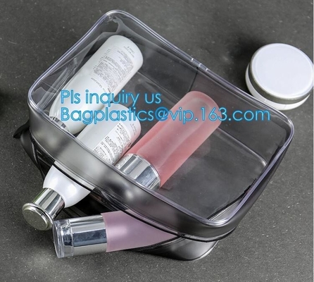 makeup bag mini clear PVC cosmetic bag, PVC makeup Bag Pouches Tote Clear Transparent Cosmetic Travel Bag, carry, handle