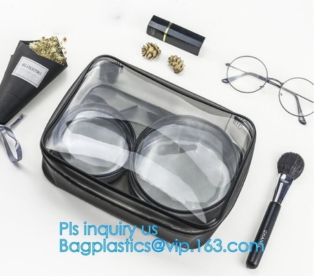 makeup bag mini clear PVC cosmetic bag, PVC makeup Bag Pouches Tote Clear Transparent Cosmetic Travel Bag, carry, handle