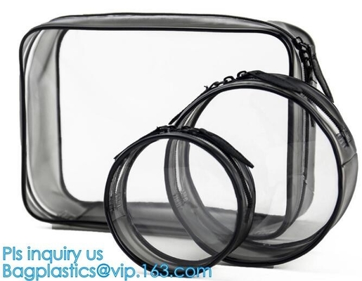 makeup bag mini clear PVC cosmetic bag, PVC makeup Bag Pouches Tote Clear Transparent Cosmetic Travel Bag, carry, handle