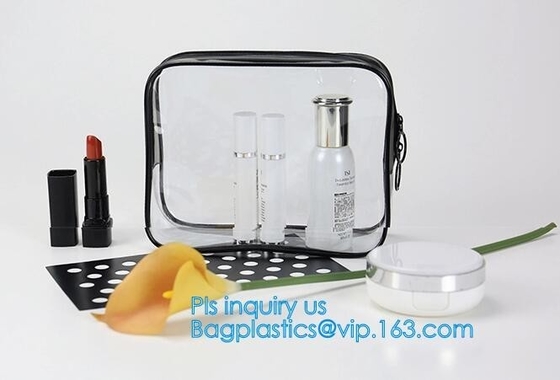 Popular Iridescent Clear PVC Makeup Bag, custom logo printing clear pvc makeup Bag, portable cosmetics makeup bag, handl