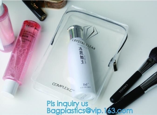 Cosmetic/ Makeup/ Toiletry Clear PVC Travel Wash Bag with handle, Cosmetic Gift Bags Tote Travel Makeup Bag for Zipper