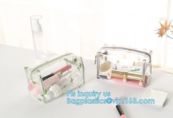 Travel Organizer Mini Cosmetics Clear Pvc Zipper Bag With Handles, vinyl pvc travel cosmetic packaging bag with zipper,