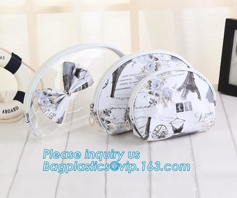Girl Glitter PVC Fashion Cosmetic Bag, portable travel makeup bag cases bulk women handbag custom transparent clear pvc