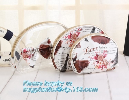 Girl Glitter PVC Fashion Cosmetic Bag, portable travel makeup bag cases bulk women handbag custom transparent clear pvc