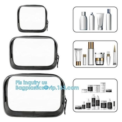 cusotm logo rope handle clear pvc bag with zipper, handle transparent cosmetic bag, Zip lockkk Make Up Travel Bag, Organize