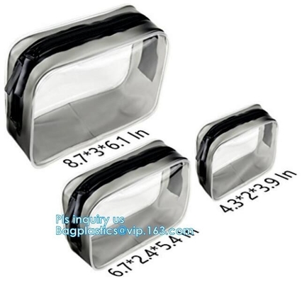 cusotm logo rope handle clear pvc bag with zipper, handle transparent cosmetic bag, Zip lockkk Make Up Travel Bag, Organize