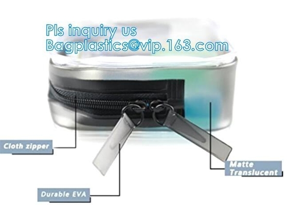 cusotm logo rope handle clear pvc bag with zipper, handle transparent cosmetic bag, Zip lockkk Make Up Travel Bag, Organize