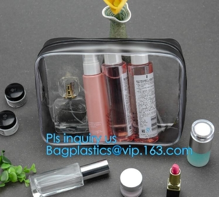 Custom personalized travel waterproof transparent clear pvc zipper toiletry bag, fashion travel clear PVC bag, HANDLE