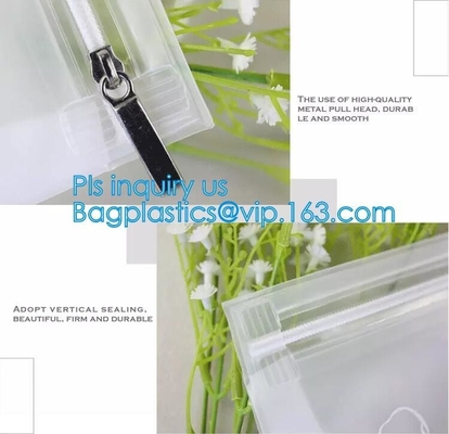 Zip lockkk slider bags for pencils pens, PVC Cosmetic Packaging Bags with Slide Zipper, eco friendly customized slider zipl