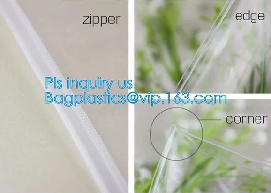 Horizontal Style Top Slider Closure Zip PVC Pack Bag for Tower Clothing Pack Clear and Frosted Sides, PVC / EVA / TPU zi