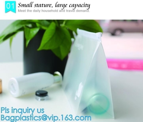Eco-friendly Red Clear Slider Zipper PVC Cosmetic Make Up Bikini Bag, pvc zipper lock slider bag