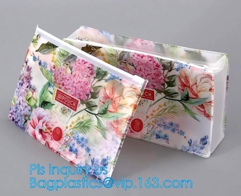 Zip lock frosted plastic slider PVC zipper packing bag for underwear / clothing / cosmetic, slider bag makeup zipper bag