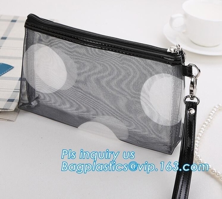 PVC Mesh Cosmetic Bag Coin Purse for Mom Holiday Gift Pink Bag, Portable Travel Cosmetic Bag Makeup Case Pouch Mesh Cosm