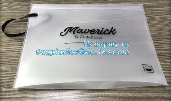 Cloth package PE slider zip bag, CPE custom logo printed white frost slider zip plastic bag for underwear packing, slide