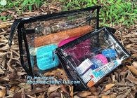 makeup cosmetic bag beauty flat pouch, bag clear vinyl pvc packaging bag with slider zipper, vinyl slider zipper bag,zip