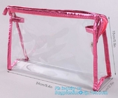 Clear PVC Makeup Bag With Button Closure Slider Cosmetic Packaging Bags, cosmetic packaging slider bag with custom logo,