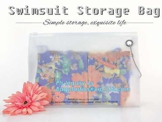 Portable Clear PVC Slider Zipper Cosmetic Makeup Bag, Water proof slider pvc toiletry bag vinyl beachwear cosmetic bag