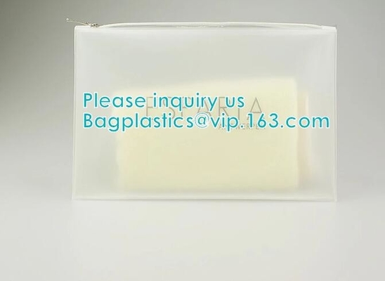 Vinyl transparent pvc bag cosmetic packing, bottom gusset slider Zip lockkk printed pvc zipper bags, clothing packaging bag