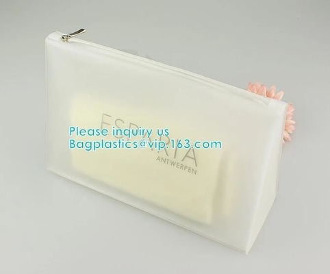 Vinyl transparent pvc bag cosmetic packing, bottom gusset slider Zip lockkk printed pvc zipper bags, clothing packaging bag