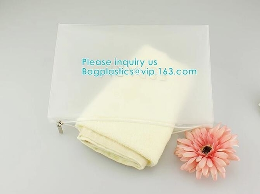 Vinyl transparent pvc bag cosmetic packing, bottom gusset slider Zip lockkk printed pvc zipper bags, clothing packaging bag