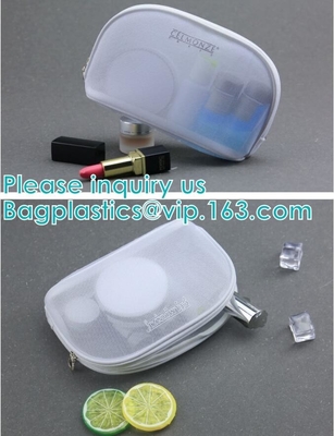 Mesh & PU leather cosmetic bag for promotion beautiful packing,polyester plain mesh makeup cosmetic bag eco friendly pac