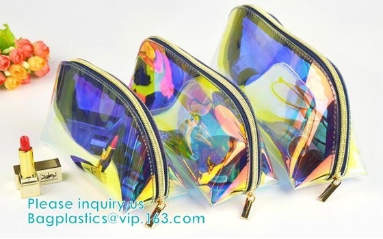 Holographic Color Bag Neon Bag Clear Pvc Cosmetic Make Up Bag in Rainbow,holographic Zip lockkk bagholographic laser handy