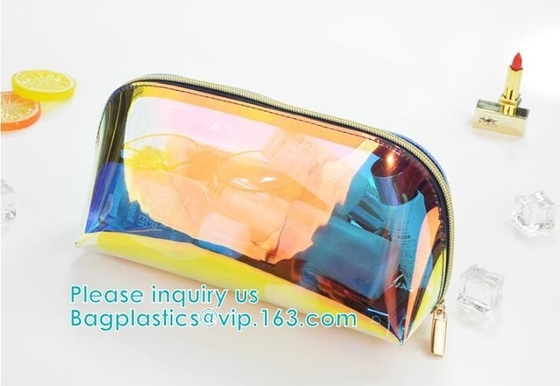 Holographic Color Bag Neon Bag Clear Pvc Cosmetic Make Up Bag in Rainbow,holographic Zip lockkk bagholographic laser handy