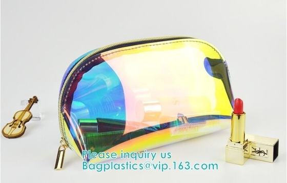 Holographic Color Bag Neon Bag Clear Pvc Cosmetic Make Up Bag in Rainbow,holographic Zip lockkk bagholographic laser handy