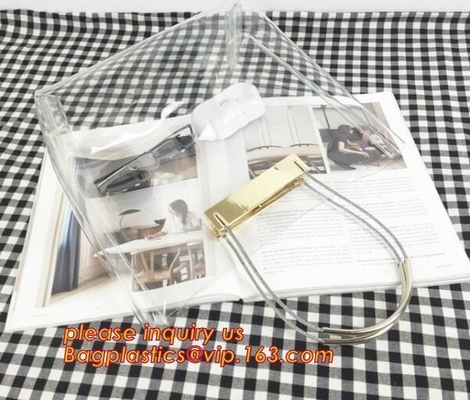 customized printing soft clear pvc packaging bag with handle for wine, vinyl pvc zipper gift tote bags with handles